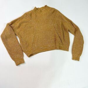 Kendall & Kylie Sweater Womens Medium Mock Neck oversized Chunky Knit Mustard
